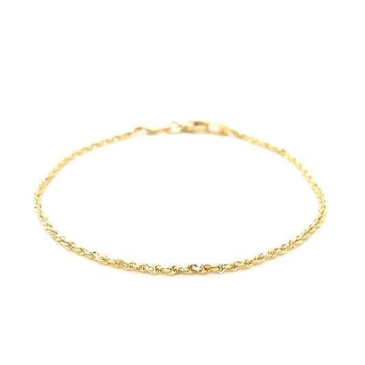 10k Solid Gold Diamond Cut Rope Bracelet (1.6mm)