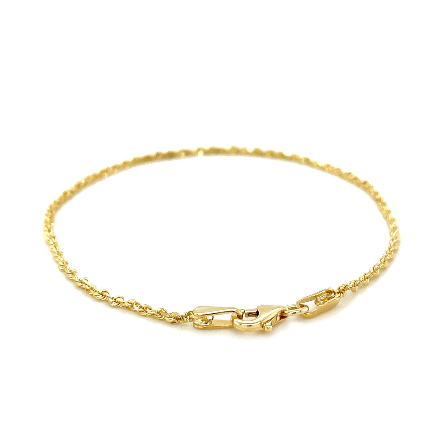 10k Solid Gold Diamond Cut Rope Bracelet (1.6mm)