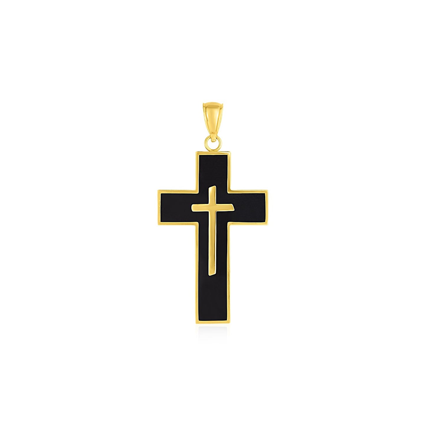 14k Black Enamel Cross Pendant