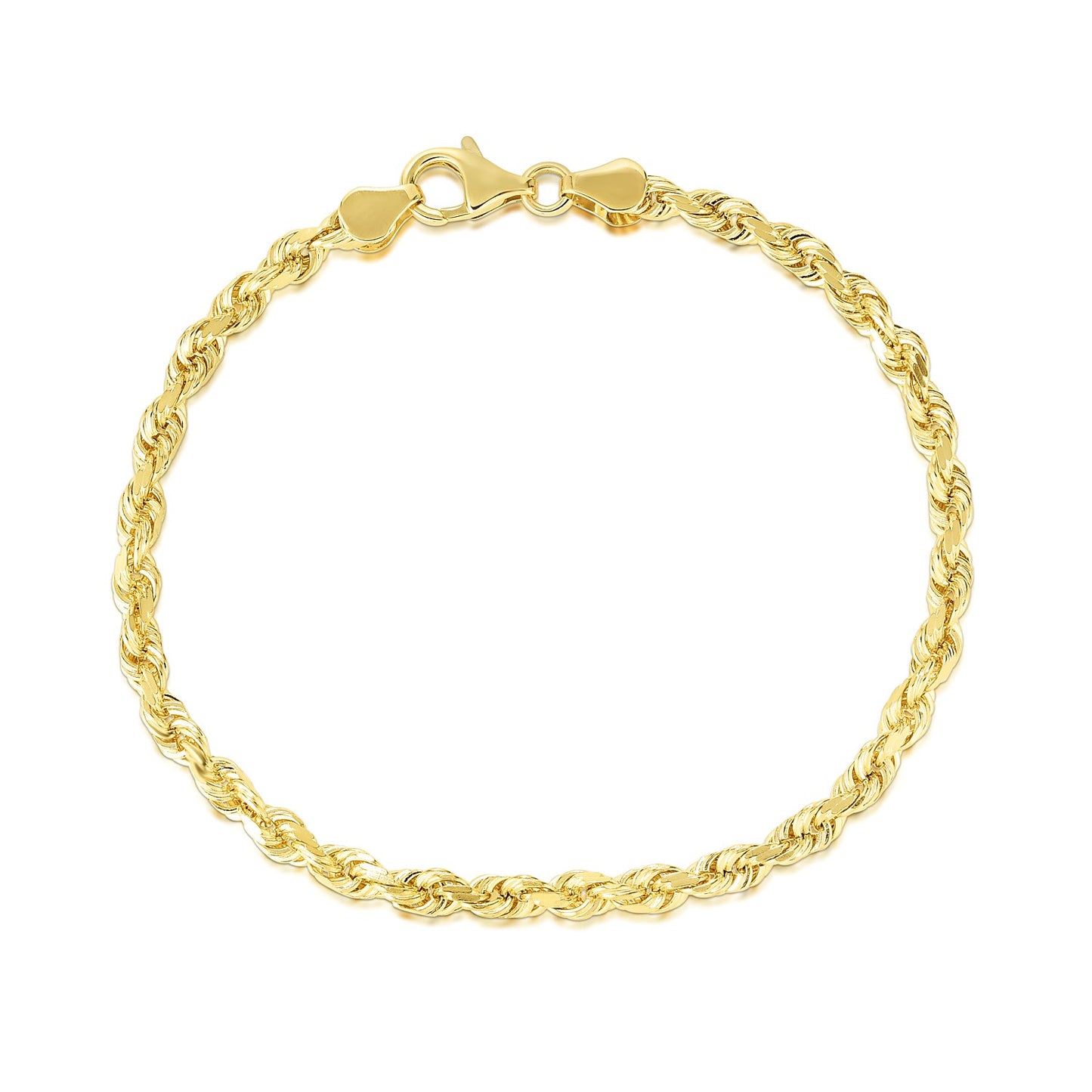 10k Solid Gold Diamond Cut Rope Bracelet (5mm)