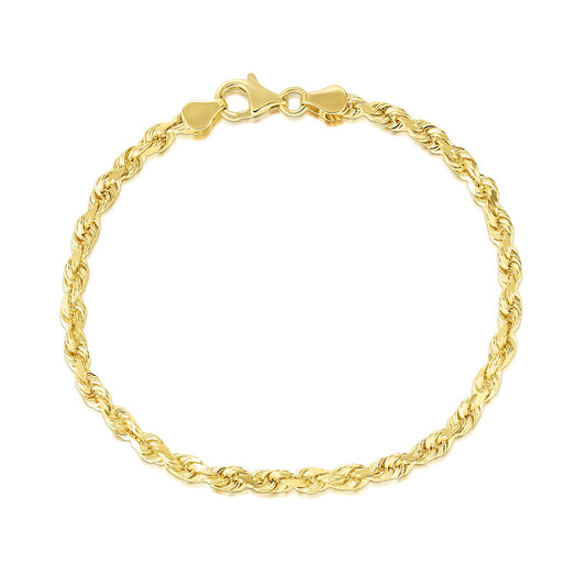 10k Solid Gold Diamond Cut Rope Bracelet (5mm)