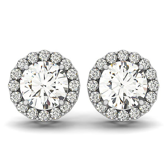 14k Gold Four Prong Halo Diamond Earrings (1 1/6 cttw)