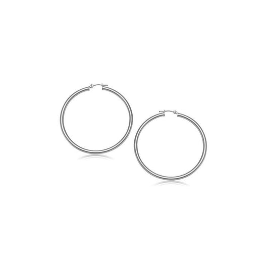 10k White Gold Polished Hoop Earrings (15 mm)