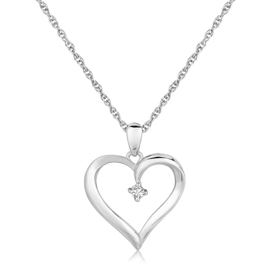 Diamond Embellished Open Heart Pendant (.03 cttw)