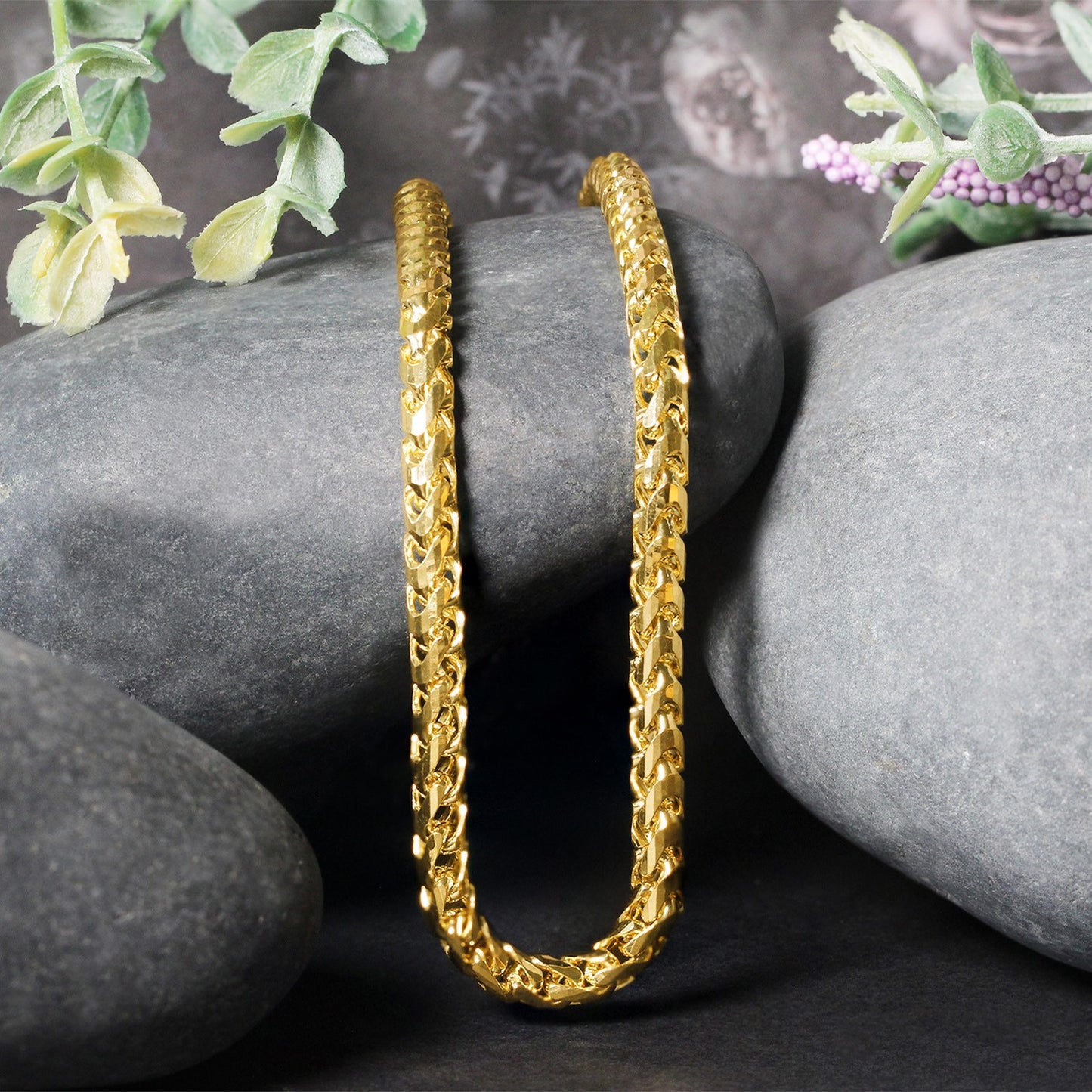 14k Solid Gold Diamond Cut Round Franco Chain (4.6mm)