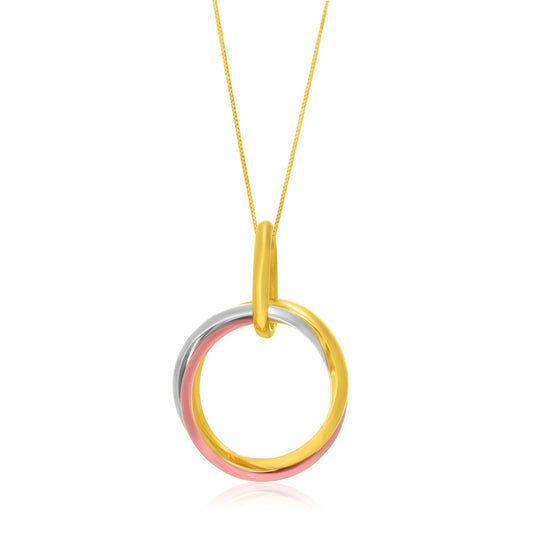 14k Tri-Color Interlaced Ring Pendant