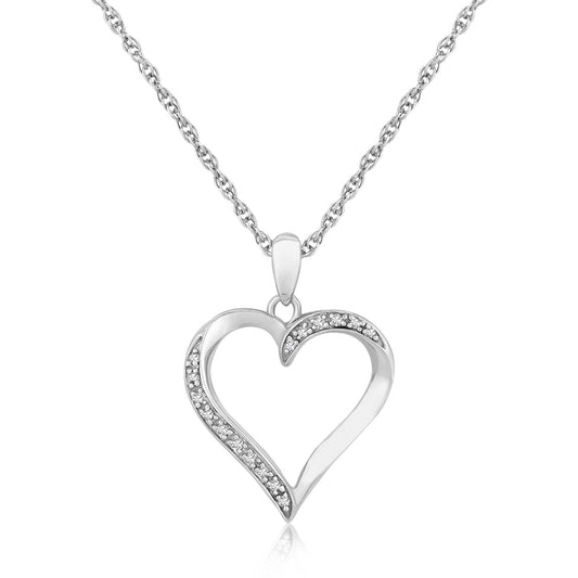 Diamond Twisted Open Heart Pendant (.04 cttw)