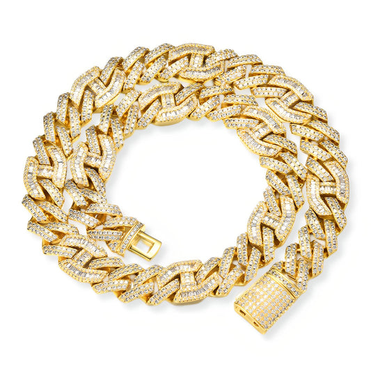 Prong Baguette Cuff Cuban Chain (14mm)