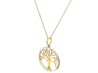 Two Layer Tree Pendant in 14k Two Tone Gold