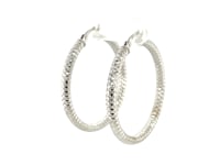 Sterling Silver Large Hoop Earrings with Braid Texture