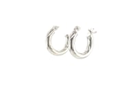 14k White Gold Polished Hoop Earrings (15 mm)